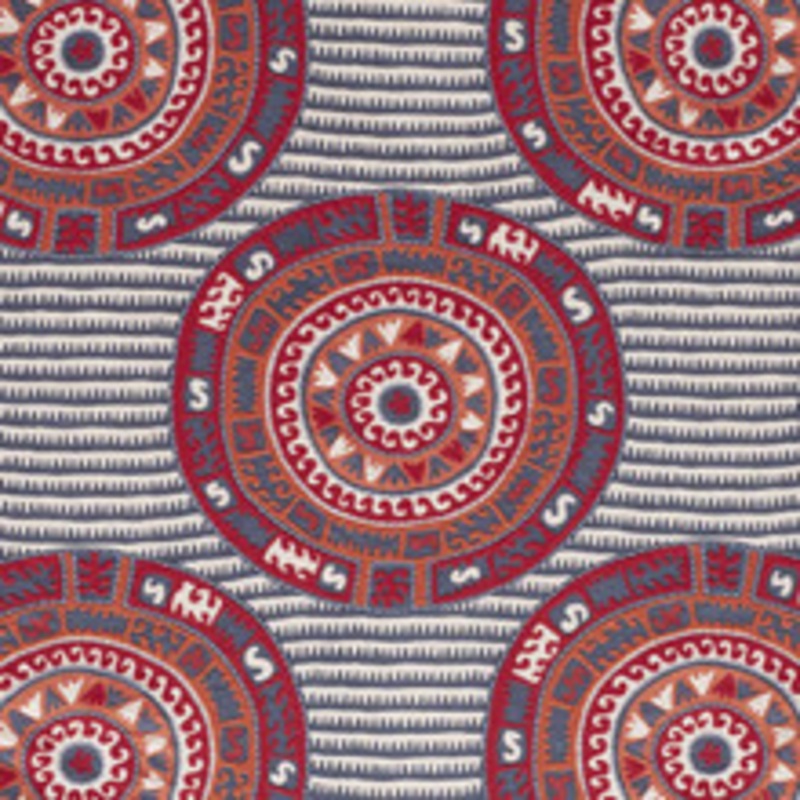Schumacher Fabric Corfu Navy Multi 74470