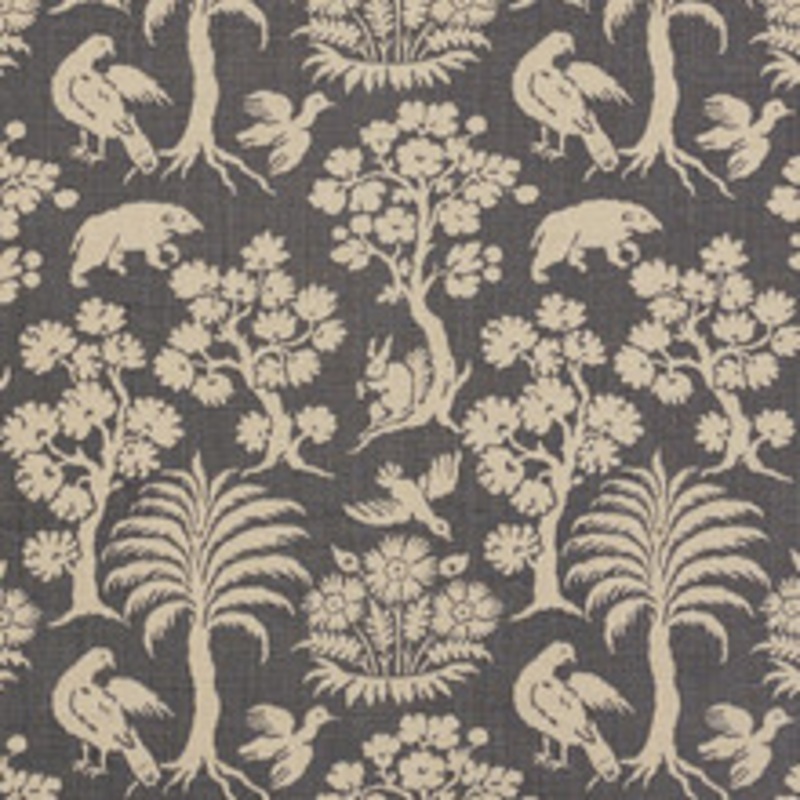 Schumacher Fabric Woodland Silhouette Steel 176175