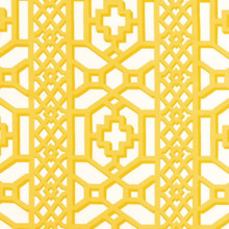 Schumacher Fabric Zanzibar Trellis Chintz Canary 175730