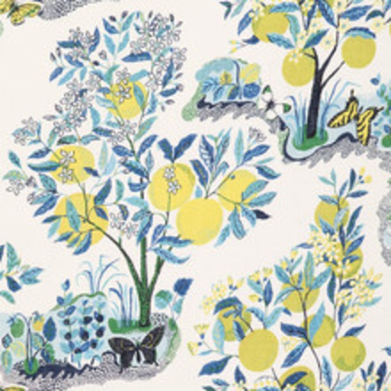 Schumacher Fabric Citrus Garden Sheer Pool 178351