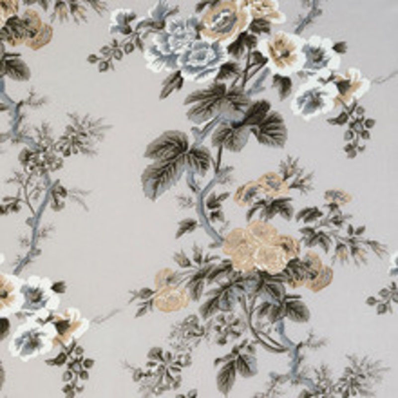 Schumacher Fabric Pyne Hollyhock Grisaille 174453