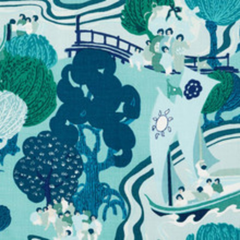 Schumacher Fabric Pearl River Sea 173063