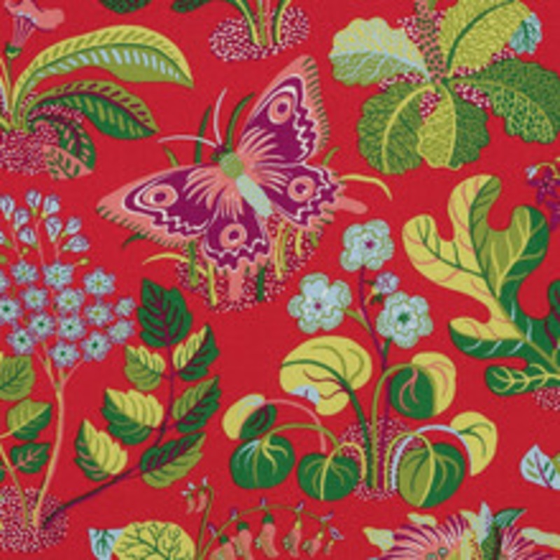 Schumacher Fabric Exotic Butterfly Red 176180