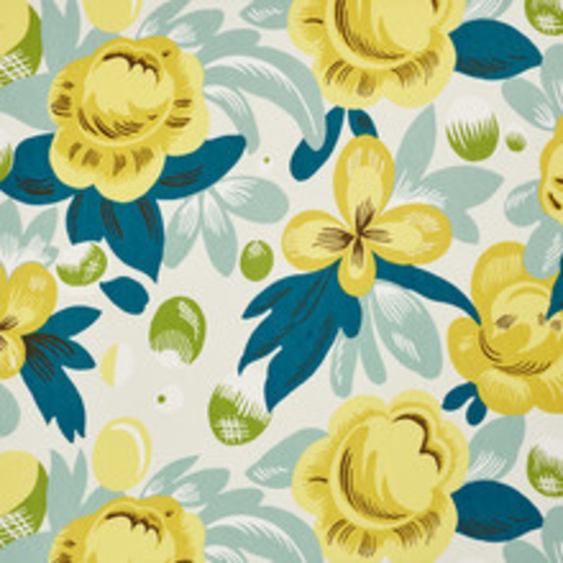 Schumacher Fabric Juin Citron & Peacock 177532
