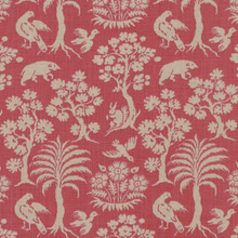 Schumacher Fabric Woodland Silhouette Rhubarb 176171