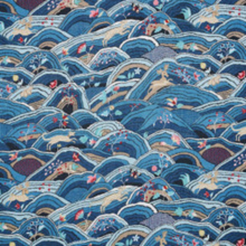 Schumacher Fabric Rolling Hills Blues 177380