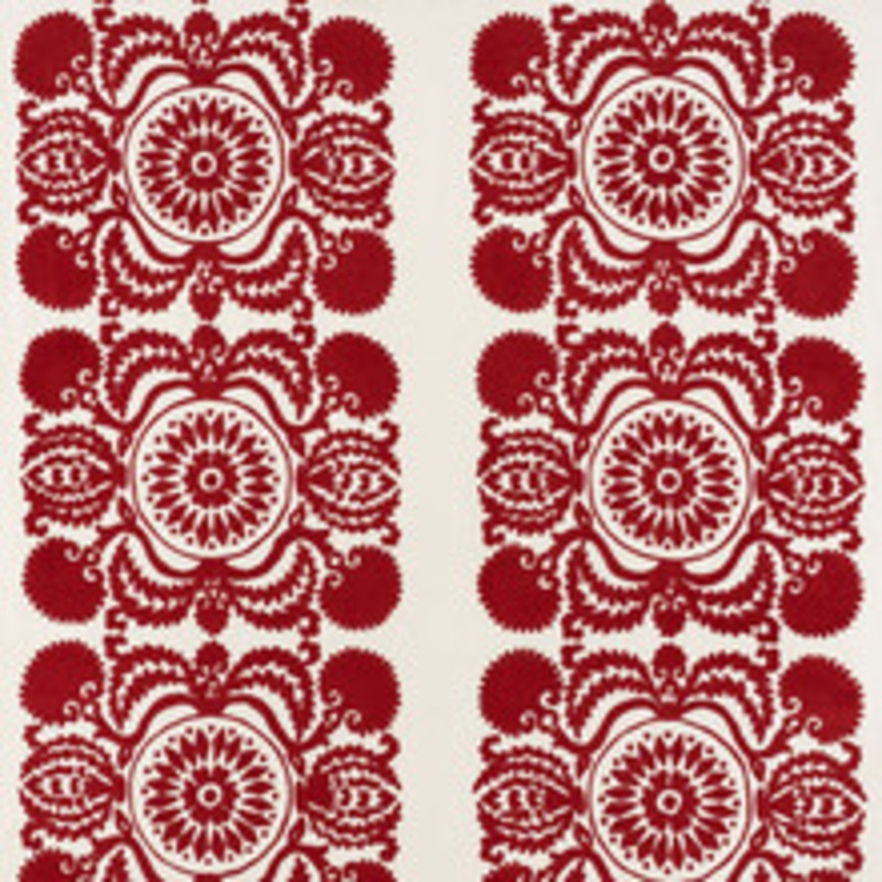 Schumacher Fabric Castanet Embroidery Red 70261