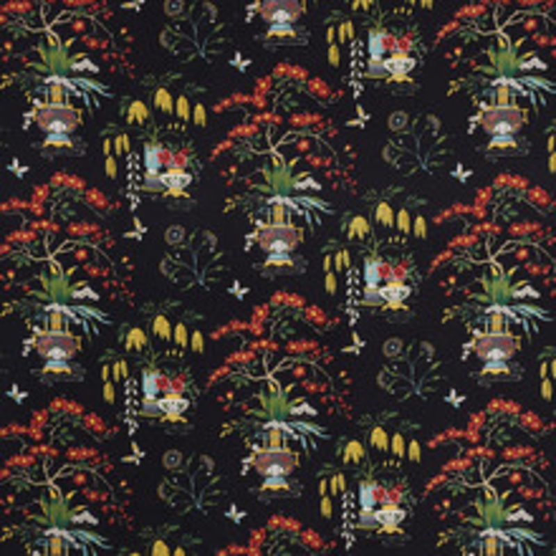Schumacher Fabric Ming Vase Black 176730