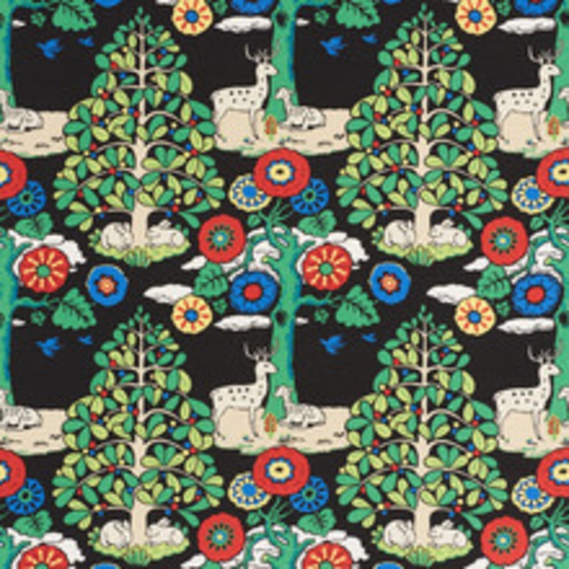 Schumacher Fabric Fantasy Forest Black & Multi 176971