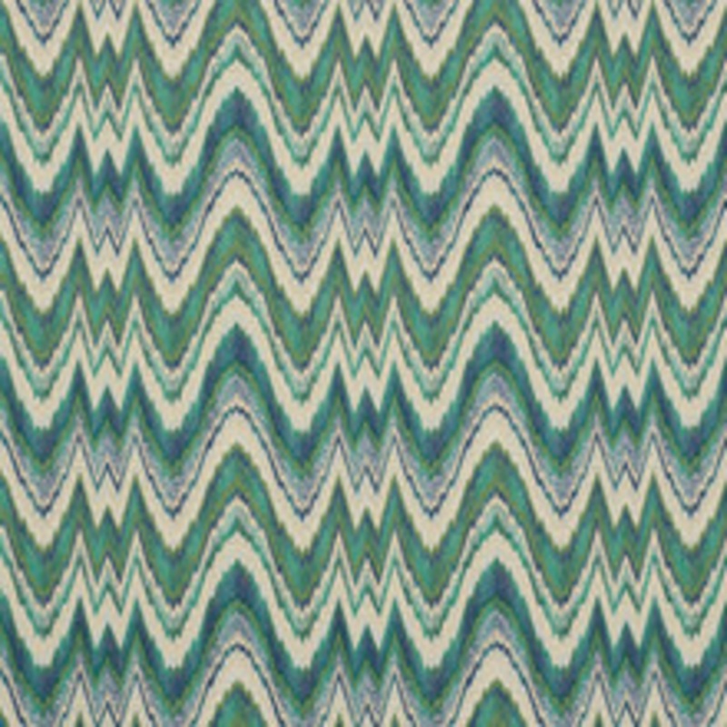Schumacher Fabric Valkyrie Flame Stitch Emerald & Peacock 68942