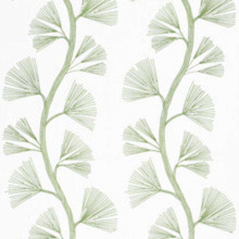 Schumacher Fabric Ginkgo Embroidery Leaf 73080