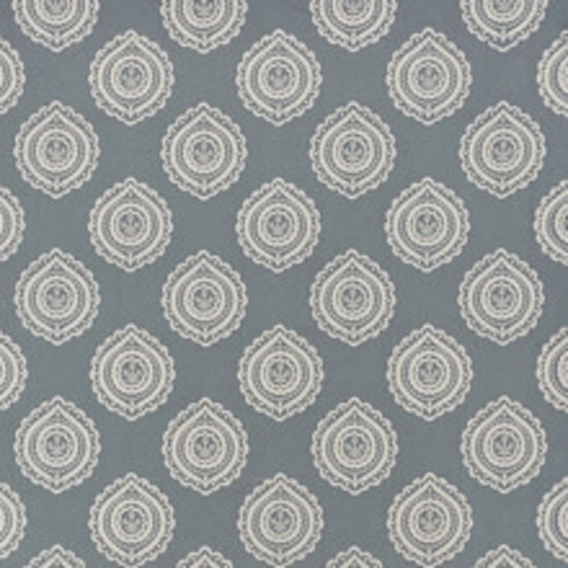 Schumacher Fabric Olana Linen Embroidery Slate 70201