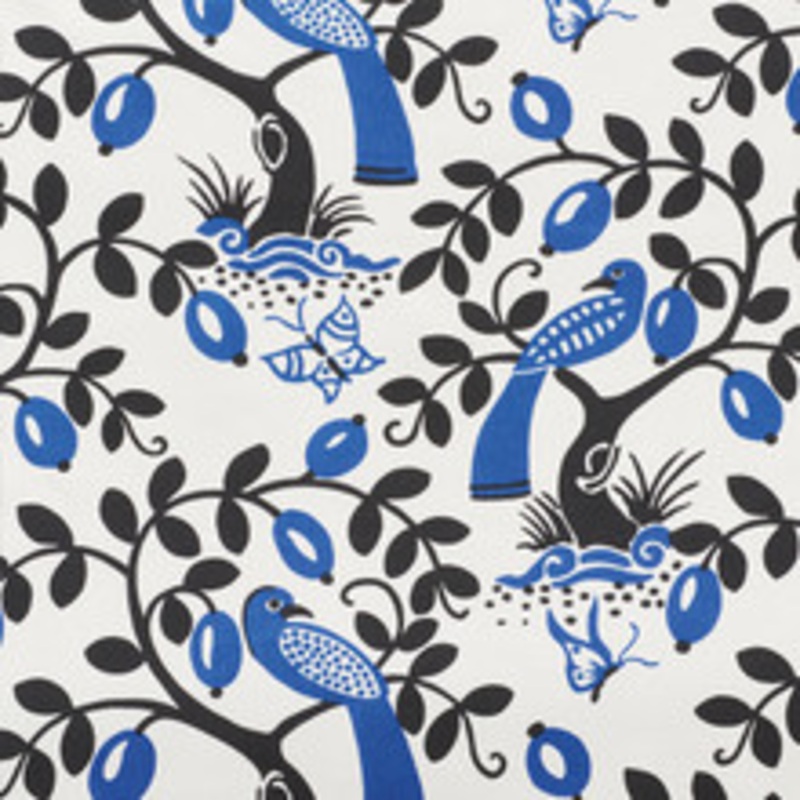 Schumacher Fabric Olive Tree Black & Blue 177470