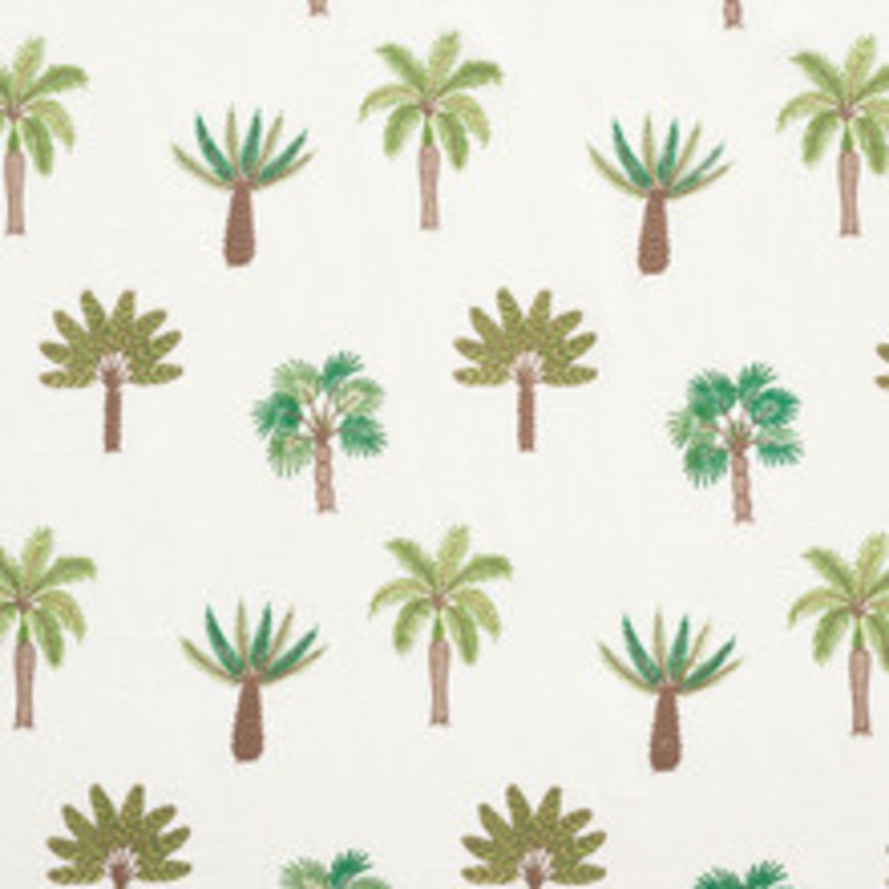 Schumacher Fabric Palmetto Beach Embroidery Green 75300