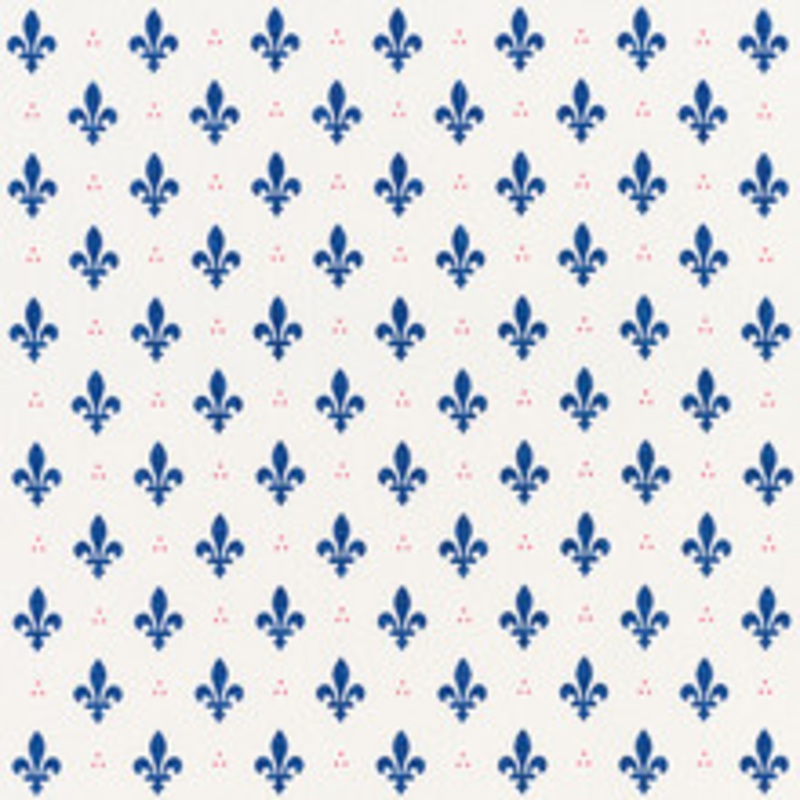 Schumacher Fabric Fleur De Lis Bleu & Rouge 176961