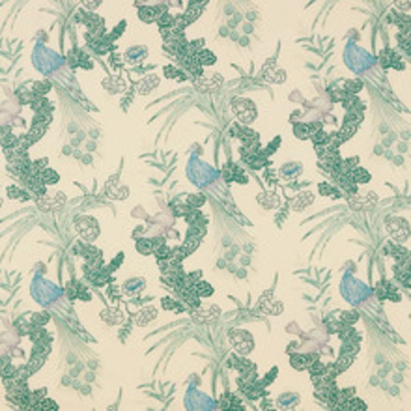 Schumacher Fabric Peacock Cream 175913