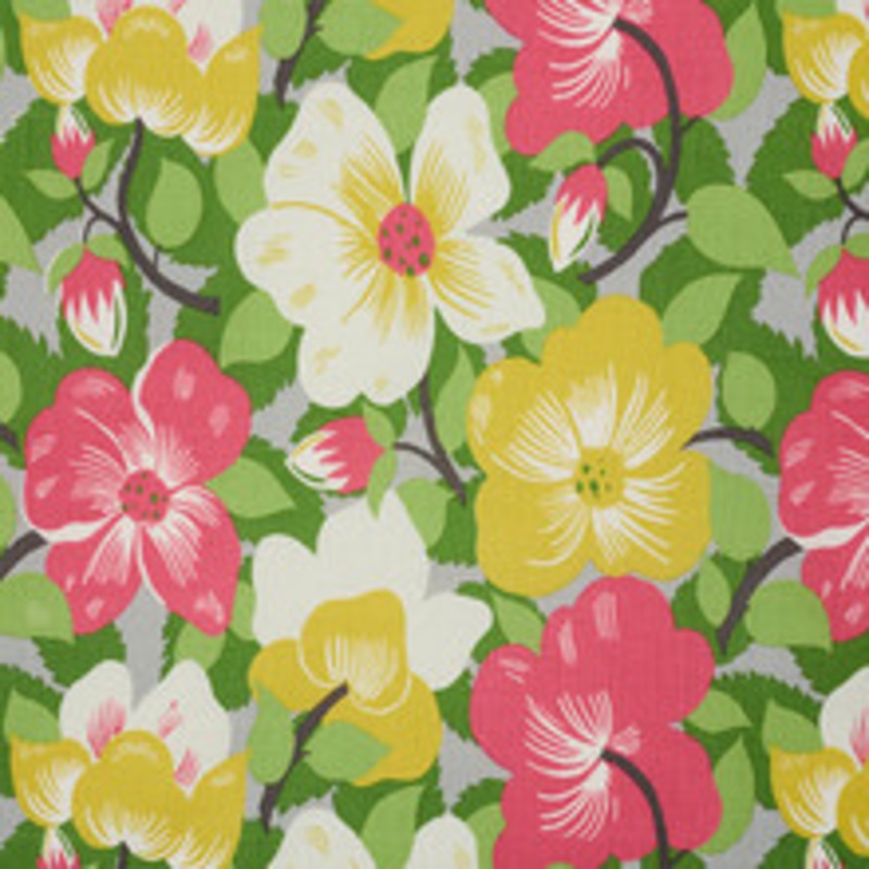 Schumacher Fabric Magnolias Poppy & Yellow 177561