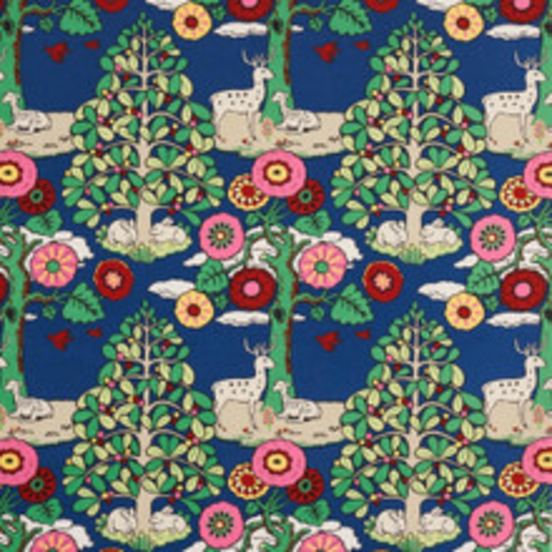 Schumacher Fabric Fantasy Forest Blue & Multi 176970