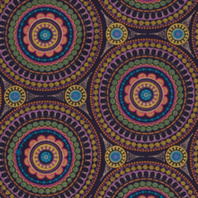 Schumacher Fabric Idris Embroidery Navy & Multi 71950