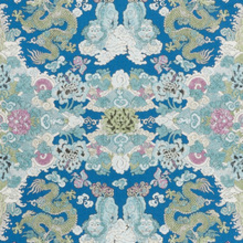 Schumacher Fabric Magic Mountain Dragon Blue 178050