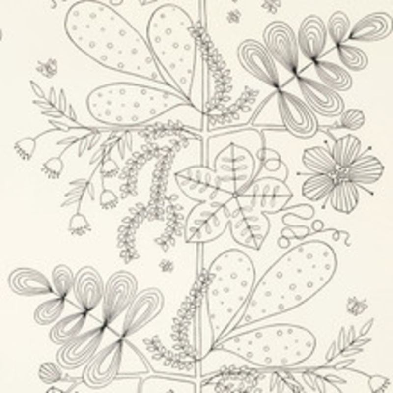 Schumacher Fabric Blommen Print Black 176204