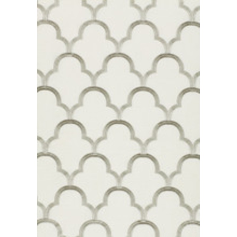 Schumacher Fabric Scallop Embroidery Platinum 64323