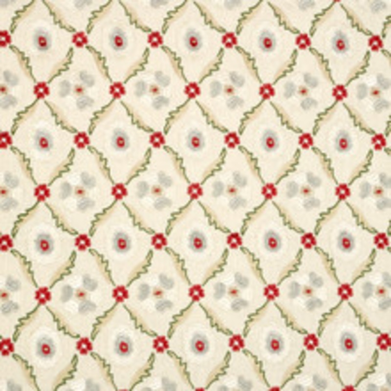Schumacher Fabric Claremont Embroidery Crimson 65740