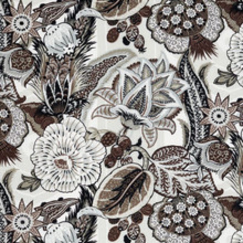 Schumacher Fabric Zanzibar Linen Print Ebony & Mocha 173524