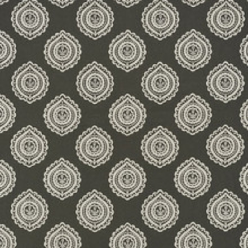 Schumacher Fabric Olana Linen Embroidery Graphite 70205
