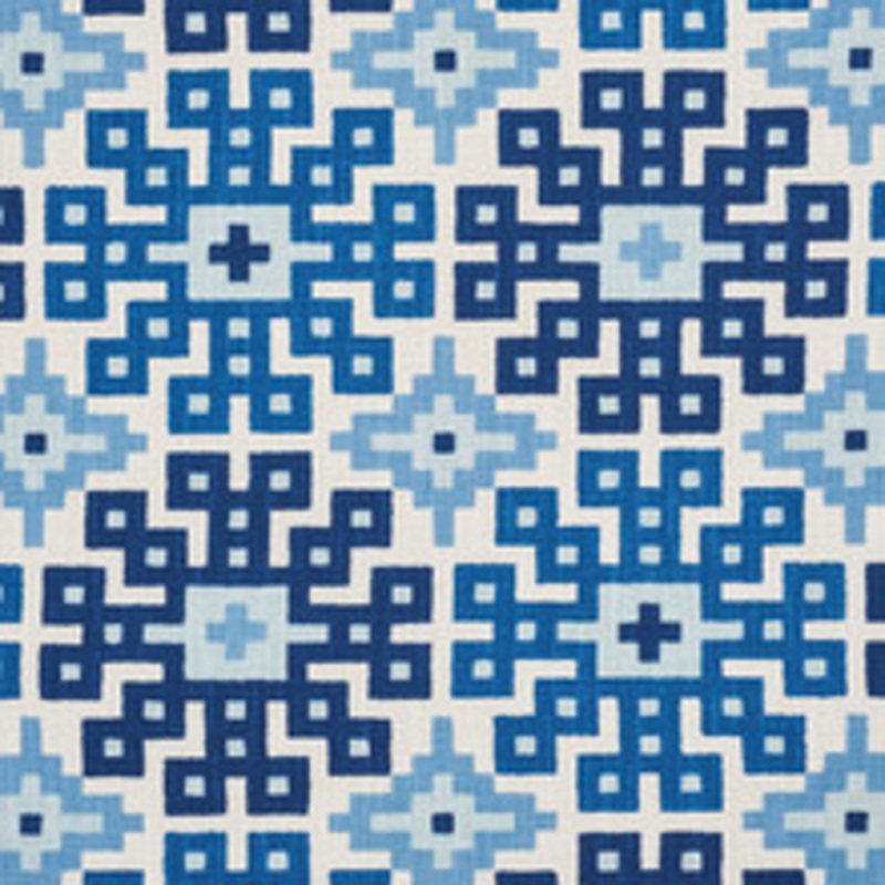 Schumacher Fabric Palmetto Print Ocean 177451