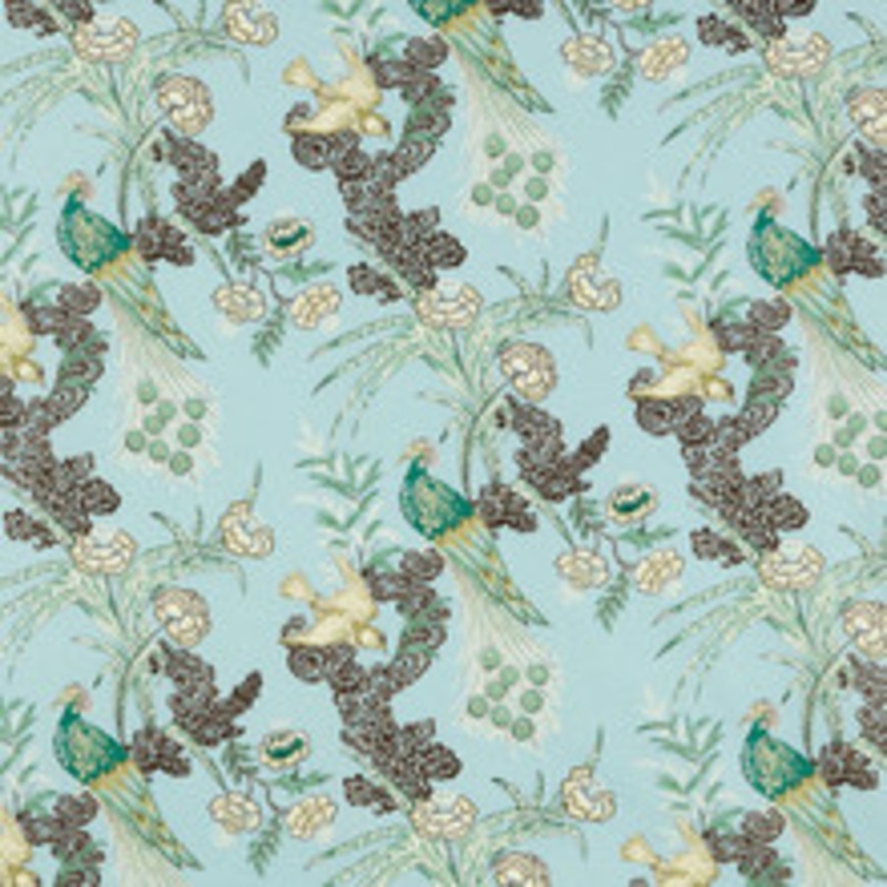 Schumacher Fabric Peacock Aqua 175912