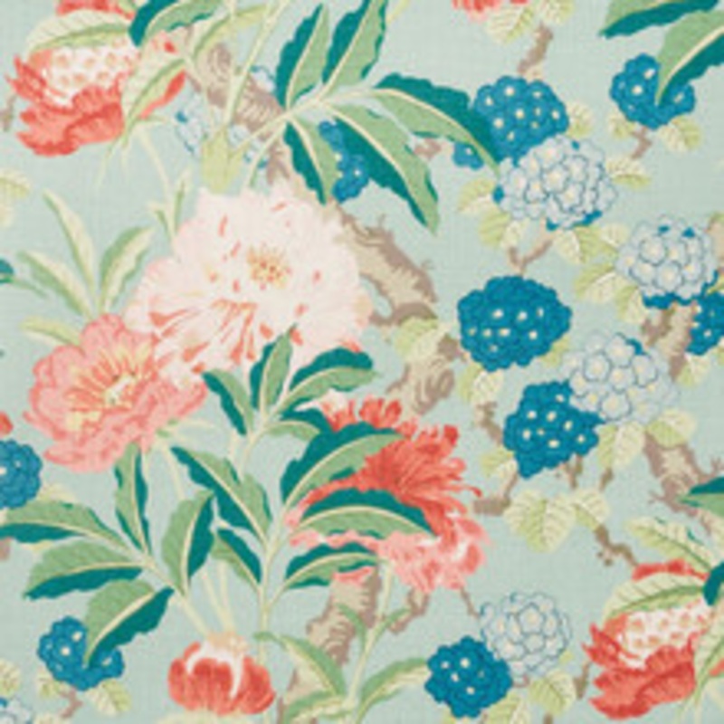 Schumacher Fabric Enchanted Garden Aqua 177390