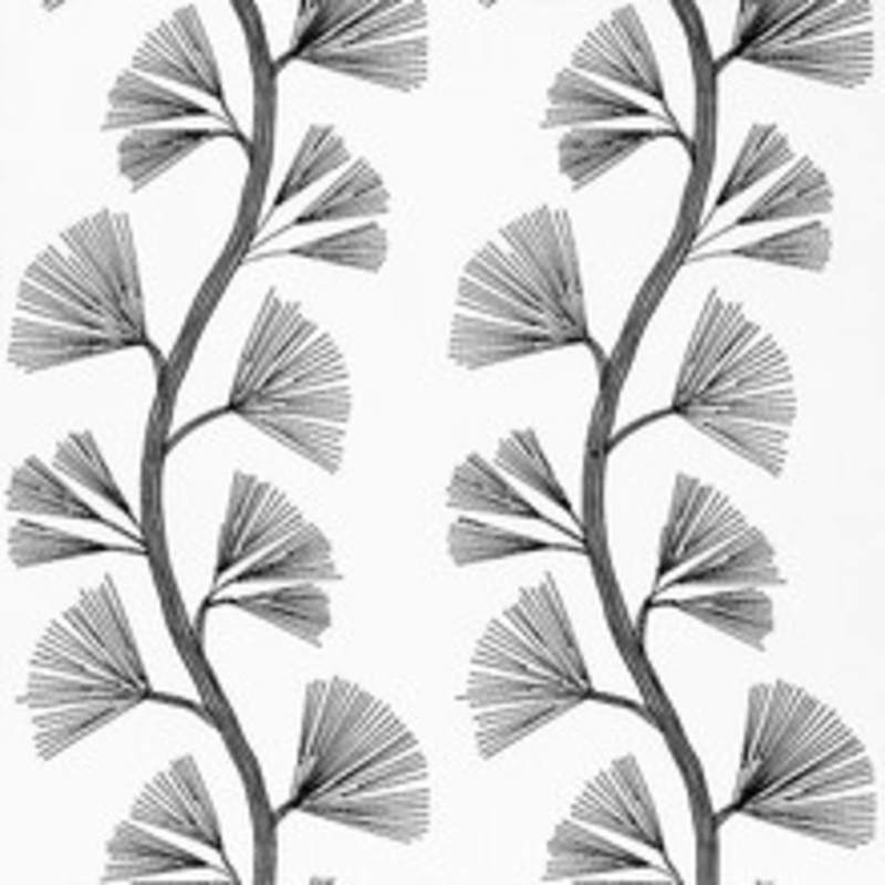Schumacher Fabric Ginkgo Embroidery Jet 73082
