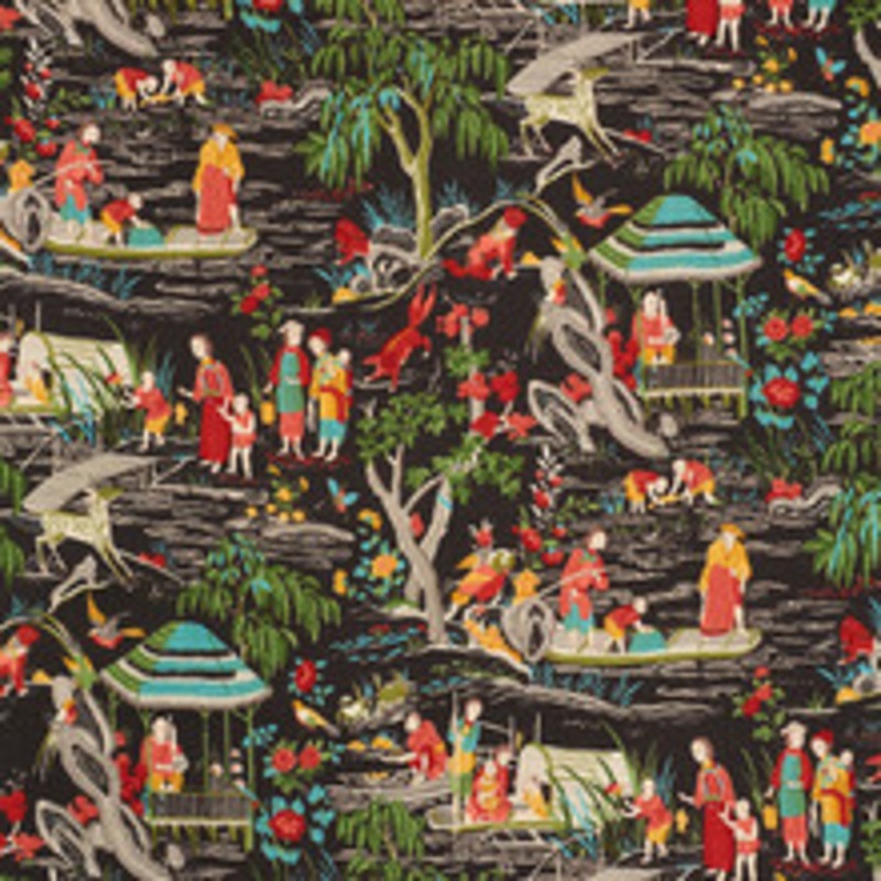 Schumacher Fabric Yangtze River Onyx 176771