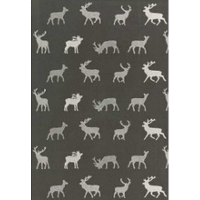Schumacher Fabric Caribou Embroidery Charcoal 67160