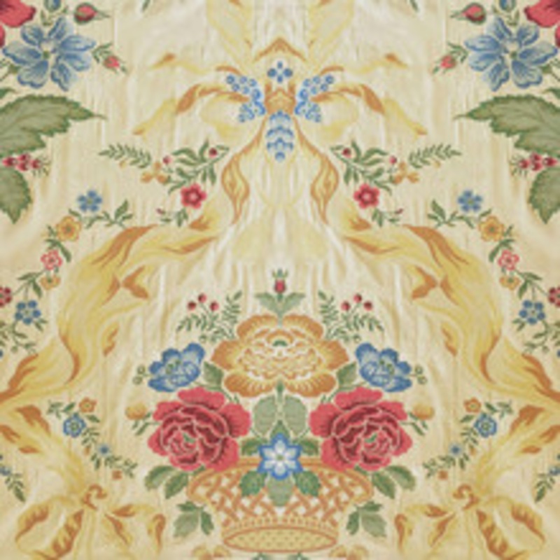 Schumacher Fabric Washington Lampas Cream & Multi 60820