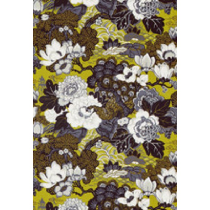 Schumacher Fabric Shanghai Peacock Brass 175131