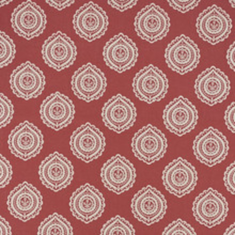 Schumacher Fabric Olana Linen Embroidery Tuscan Red 70204
