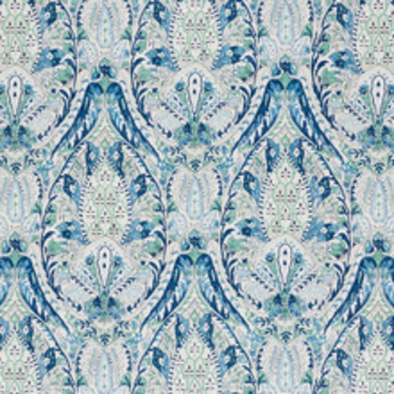 Schumacher Fabric Layla Paisley Blue & Green 177671