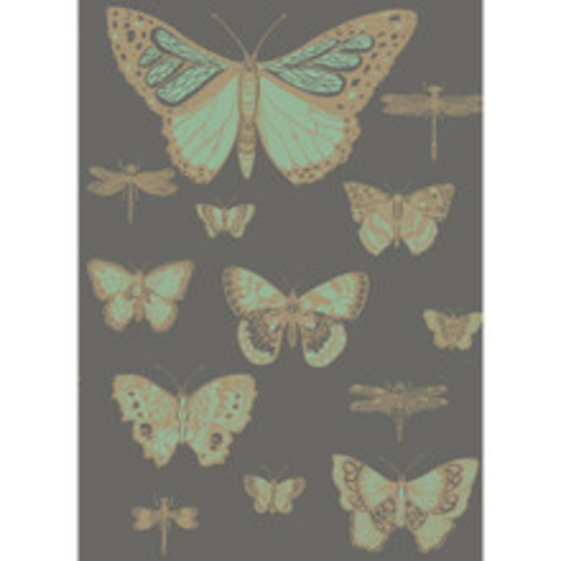 Cole & Son Wallcovering Butterflies & Dragonflies Green On Char