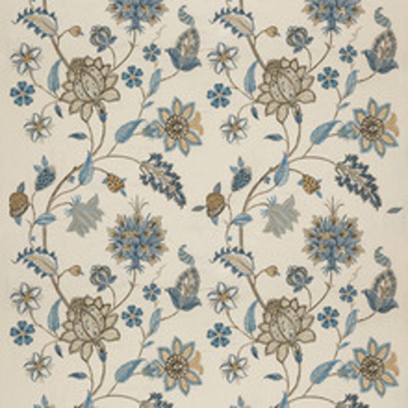 G P & J Baker Fabric Baker’S Indienne Embroidery Soft Blue