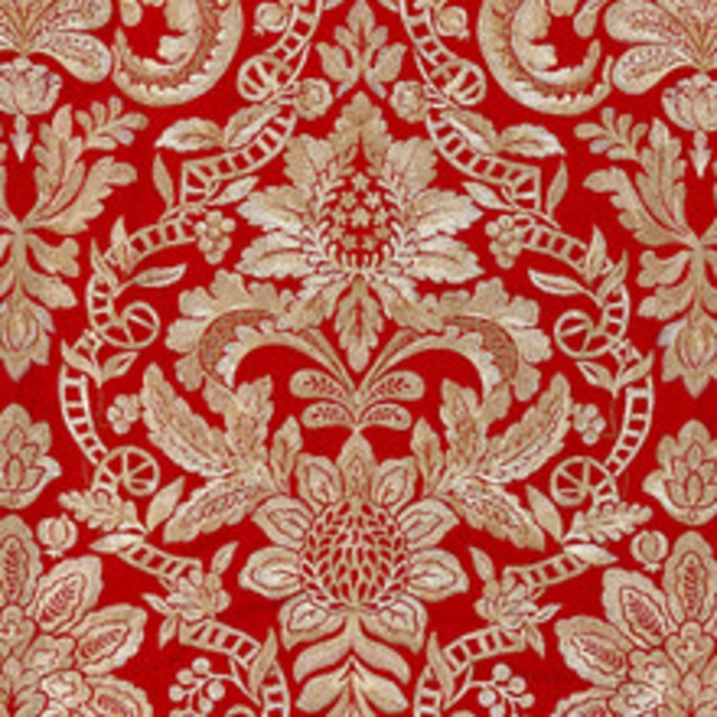 Scalamandre
 Fabric Elizabeth Damask Embroidery/Carnelian Sc 000327086