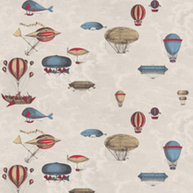 Cole & Son Wallcovering Macchine Volanti Stone/Rouge/Blue