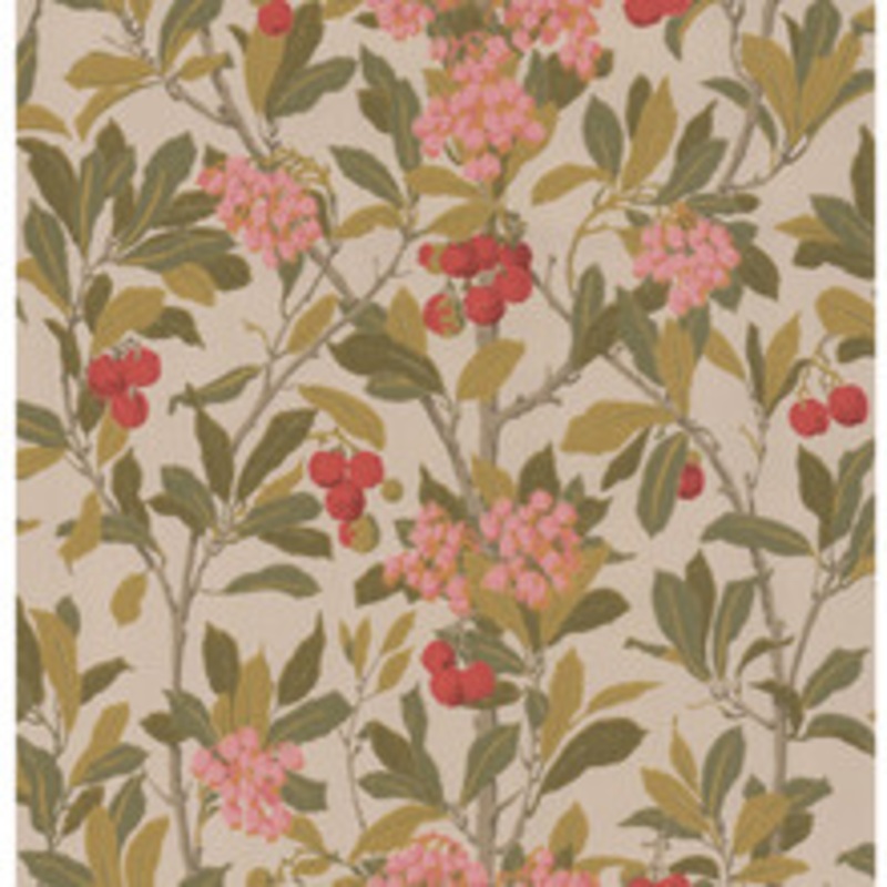 Cole & Son Wallcovering Strawberry Tree Pink & Linen