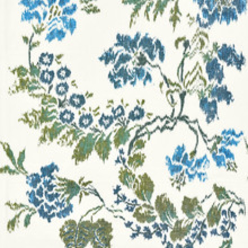 Scalamandre
 Fabric Kew Gardens Warp Print/Blues On Ivory Sc 000216611