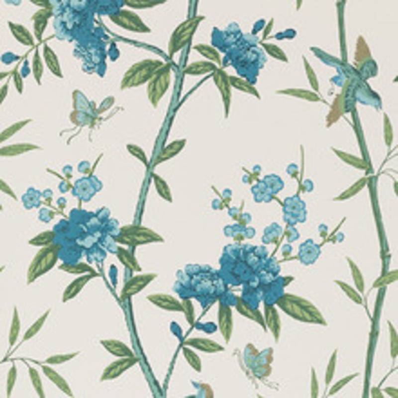 G P & J Baker Wallcovering Peony & Blossom Indigo/Teal