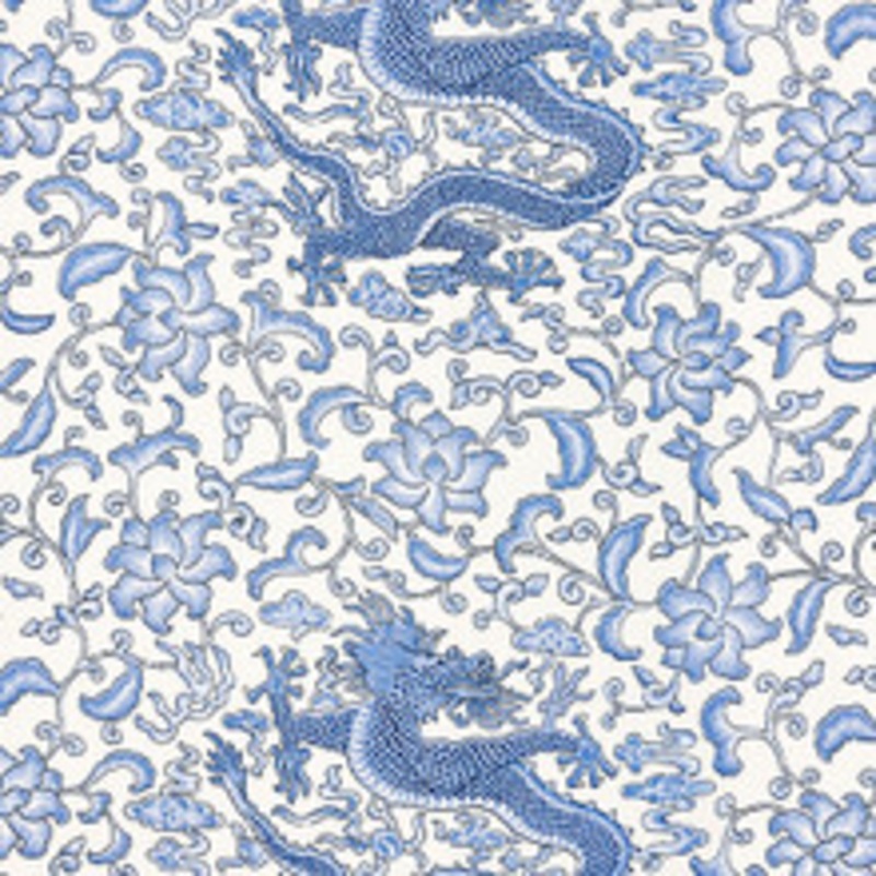 Scalamandre
 Fabric Chi’En Dragon Linen Print/Hyacinth Blue Sc 000716558