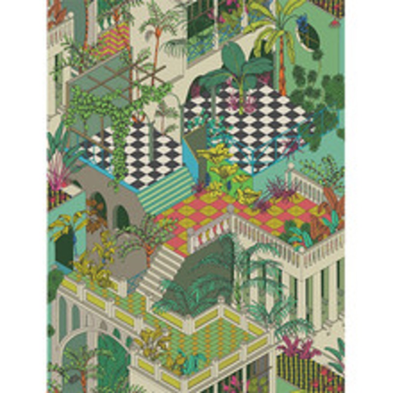 Cole & Son Fabric Miami Olivegreen Multi