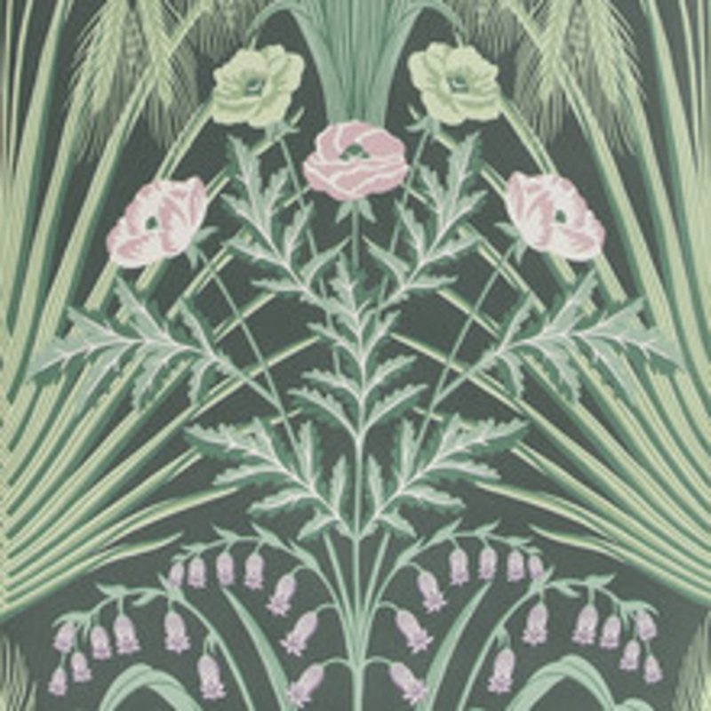 Cole & Son Wallcovering Bluebell Sage On Charcoal