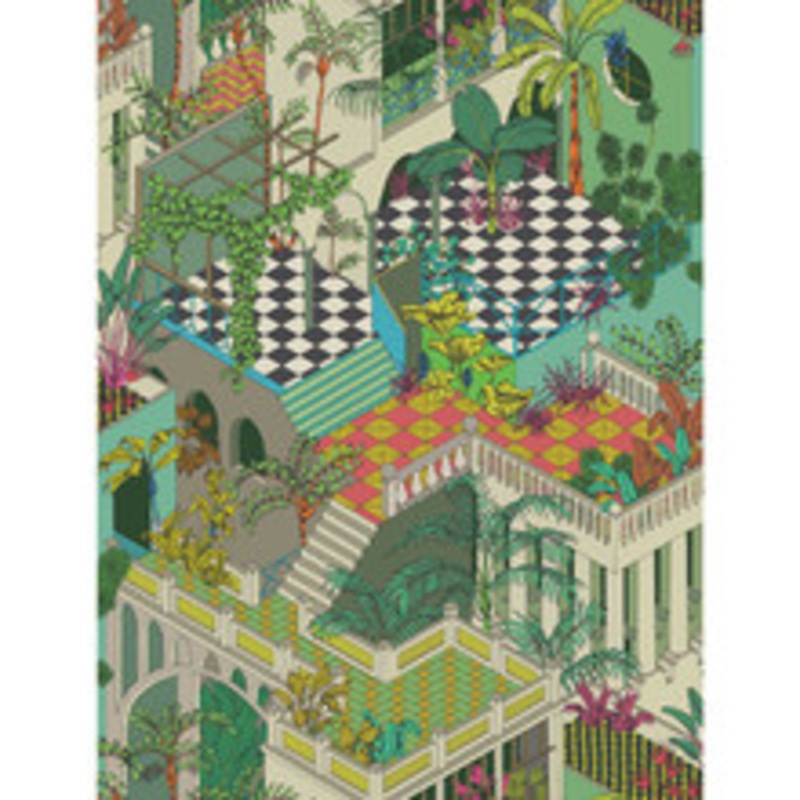 Cole & Son Wallcovering Miami Green And Coral